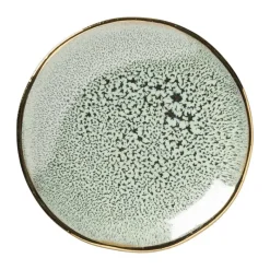 Xenos Thee Accessoires-Schoteltje met gouden rand - groen - ø9 cm