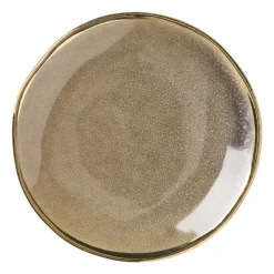 Xenos Thee Accessoires-Schoteltje met gouden rand - grijs - ø9 cm