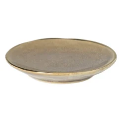 Xenos Thee Accessoires-Schoteltje met gouden rand - grijs - ø9 cm