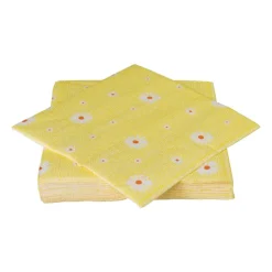Xenos Servetten-Servet bloem - geel/oranje - set van 12 - 33x33 cm