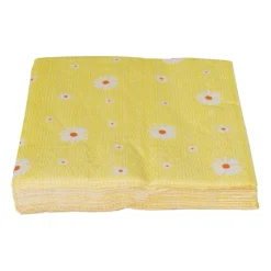 Xenos Servetten-Servet bloem - geel/oranje - set van 12 - 33x33 cm