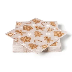 Xenos Kertservetten-Servet Cookies - grijs - 33x33 cm