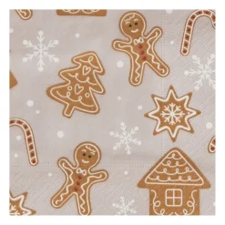 Xenos Kertservetten-Servet Cookies - grijs - 33x33 cm