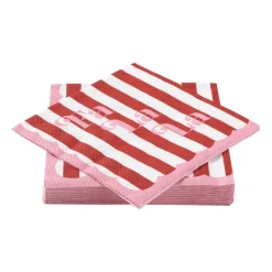 Xenos Kersttafelkleden-Servet fa la la - roze/wit - 33x33 cm