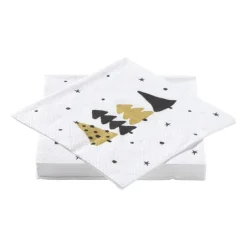 Xenos Papieren Servetten|Kertservetten-Servet kerstbomen - wit - 33x33 cm