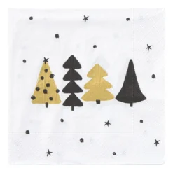 Xenos Papieren Servetten|Kertservetten-Servet kerstbomen - wit - 33x33 cm