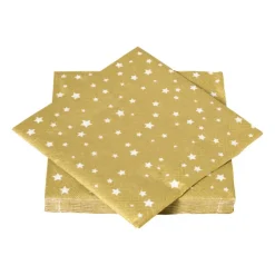 Xenos Kertservetten-Servet sterren - wit/goud - 33x33 cm