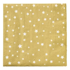Xenos Kertservetten-Servet sterren - wit/goud - 33x33 cm