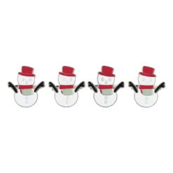 Xenos Servetten|Servetringen-Servetring sneeuwpop - set van 4 - ø5 cm