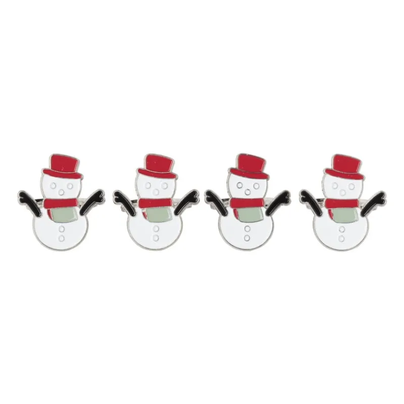 Xenos Servetten|Servetringen-Servetring sneeuwpop - set van 4 - ø5 cm
