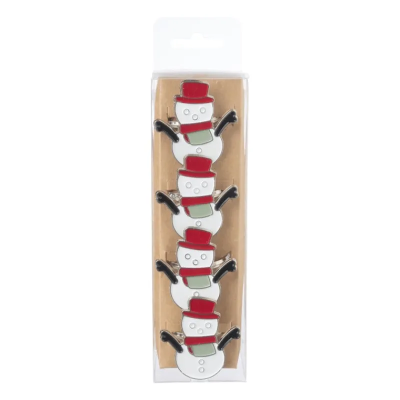 Xenos Servetten|Servetringen-Servetring sneeuwpop - set van 4 - ø5 cm