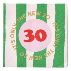 Xenos Papieren Servetten|Verjaardagen-Servetten 30 jaar - groen - set van 20