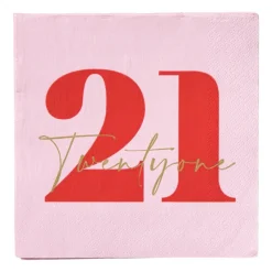 Xenos Papieren Servetten|Verjaardagen-Servetten 21 jaar - rood - set van 20