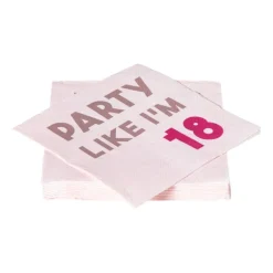 Xenos Papieren Servetten|Verjaardagen-Servetten 18 jaar - roze - set van 20