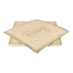 Xenos Papieren Servetten|Babyshower-Servetten baby - goudkleurig - set van 16
