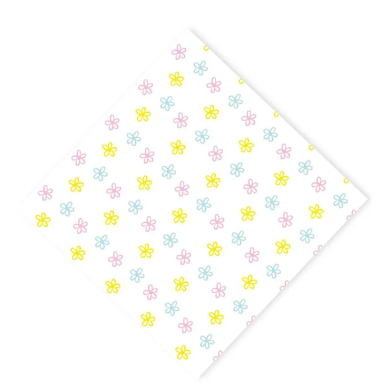 Xenos Papieren Servetten|Servetten-Servetten bloem set van 12 - wit/roze/geel - papier - 33x33 cm