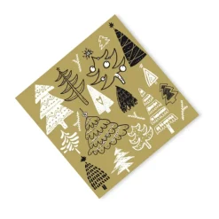 Xenos Kertservetten-Servetten boom - set van 20 - goudkleurig - 33x33 cm