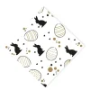 Xenos Papieren Servetten|Servetten-Servetten paashaas set van 12 - wit/goud/zwart - papier - 33x33 cm