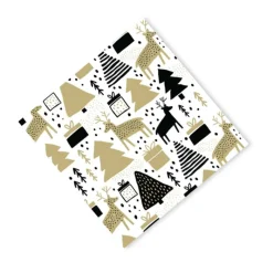 Xenos Kertservetten-Servetten rendier boom - set van 20 - wit - 33x33 cm