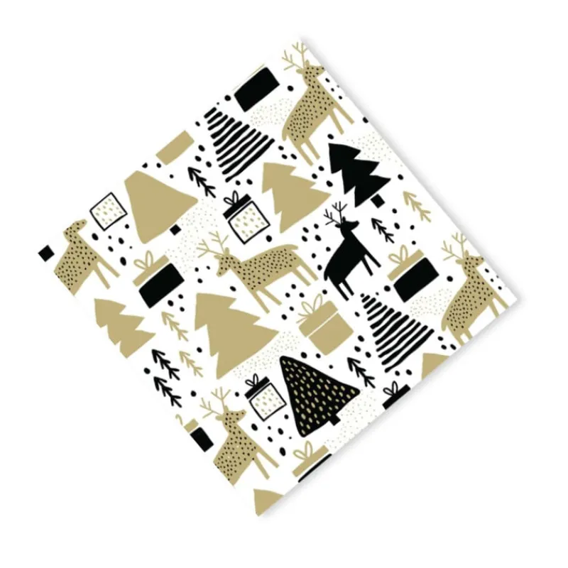 Xenos Kertservetten-Servetten rendier boom - set van 20 - wit - 33x33 cm