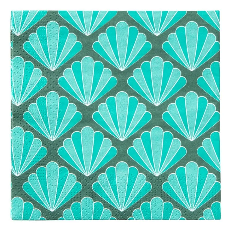 Xenos Papieren Servetten|Servetten-Servetten schelp - 33x33 cm - set van 20