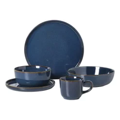 Xenos Serviessets|Kerstservies-Serviesset 20-delig - blauw - 4 persoons