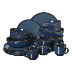Xenos Serviessets|Kerstservies-Serviesset 20-delig - blauw - 4 persoons