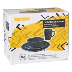 Xenos Serviessets|Kerstservies-Serviesset reactive glaze - blauw - 16-delig