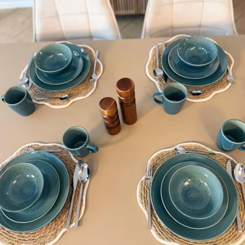 Xenos Serviessets|Kerstservies-Serviesset reactive glaze - blauw - 16-delig