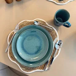 Xenos Serviessets|Kerstservies-Serviesset reactive glaze - blauw - 16-delig