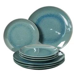 Xenos Serviessets|Kerstservies-Serviesset reactive glaze - blauw - 16-delig