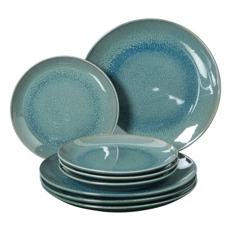 Xenos Serviessets|Kerstservies-Serviesset reactive glaze - blauw - 16-delig