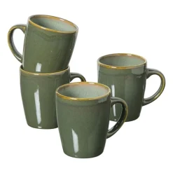 Xenos Serviessets|Kerstservies-Serviesset reactive glaze - groen - 16-delig