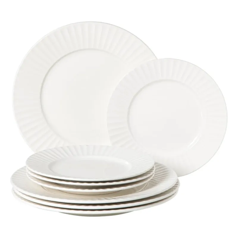 Xenos Serviessets|Kerstservies-Serviesset streep - wit - 16-delig