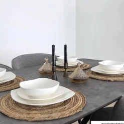Xenos Serviessets|Kerstservies-Serviesset vierkant - wit - 12-delig