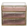 Xenos Sieraden Opbergen-Sieradendoos met 3 lades - goud/roze - 18x12x15 cm