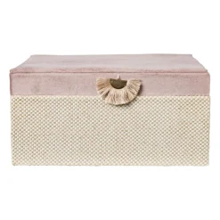 Xenos Sieraden Opbergen-Sieradendoos met spiegel - lichtroze - 28x19.5x11 cm