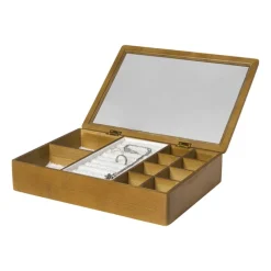 Xenos Sieraden Opbergen-Sieradendoos met teddy - bruin/wit - 12 vakken