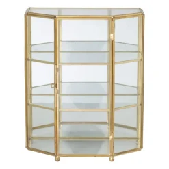 Xenos Sieraden Opbergen-Sieradenkastje goud - glas - 18.5x12x23 cm