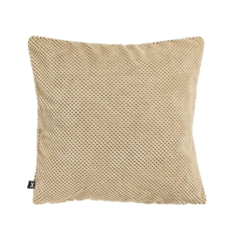 Xenos Kussens-Sierkussen met blokjes - beige - 45x45 cm