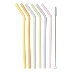 Xenos Rietjes-Siliconen rietjes - pastel - 6 stuks