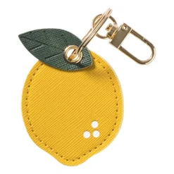 Xenos Selutelhangers-Sleutelhanger citroen - geel/groen - ø4.7x6.3 cm