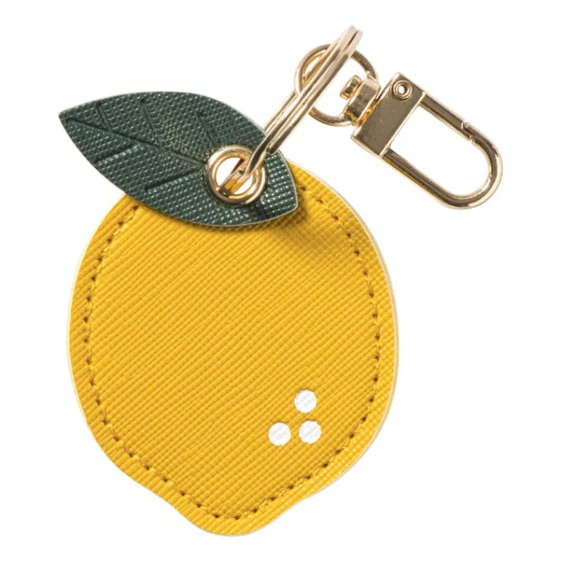 Xenos Selutelhangers-Sleutelhanger citroen - geel/groen - ø4.7x6.3 cm