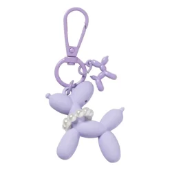 Xenos Selutelhangers-Sleutelhanger hond met parelketting - plastic - 6.5x6.5x1 cm - diverse varianten