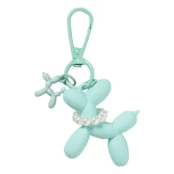 Xenos Selutelhangers-Sleutelhanger hond met parelketting - plastic - 6.5x6.5x1 cm - diverse varianten