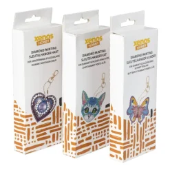 Xenos Diamond Paintings|Kerstcadeaus-Sleutelhanger kat - diamond paint - 7x7 cm
