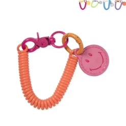 Xenos Selutelhangers-Sleutelhanger spiraal met smiley - plastic - diverse varianten