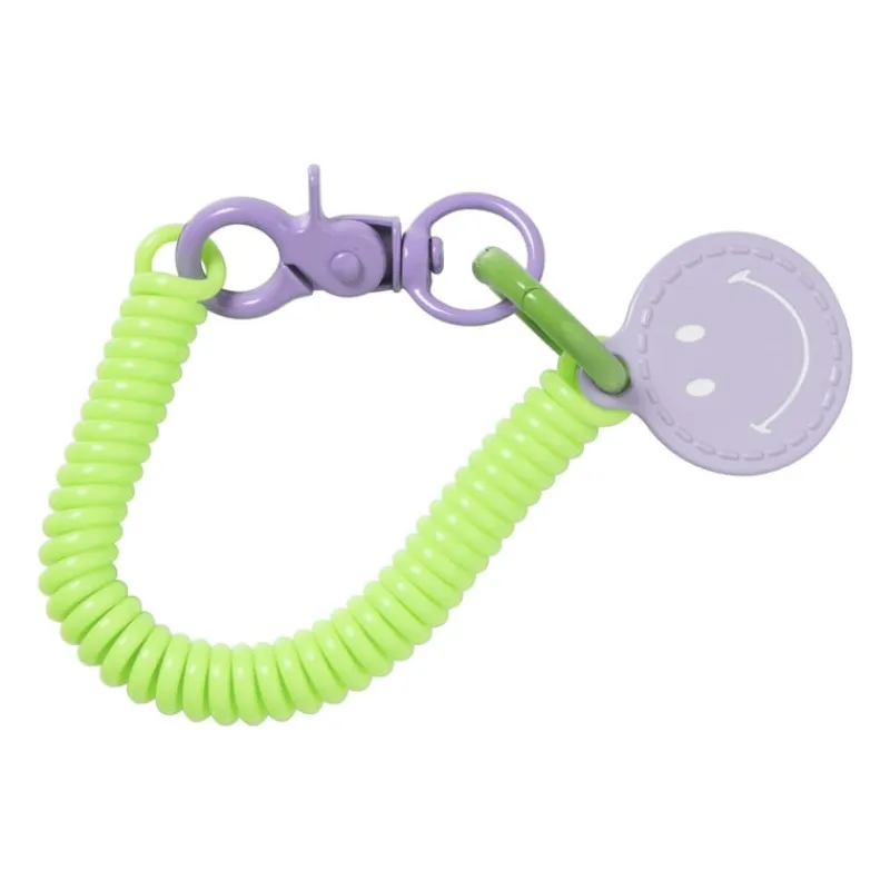 Xenos Selutelhangers-Sleutelhanger spiraal met smiley - plastic - diverse varianten