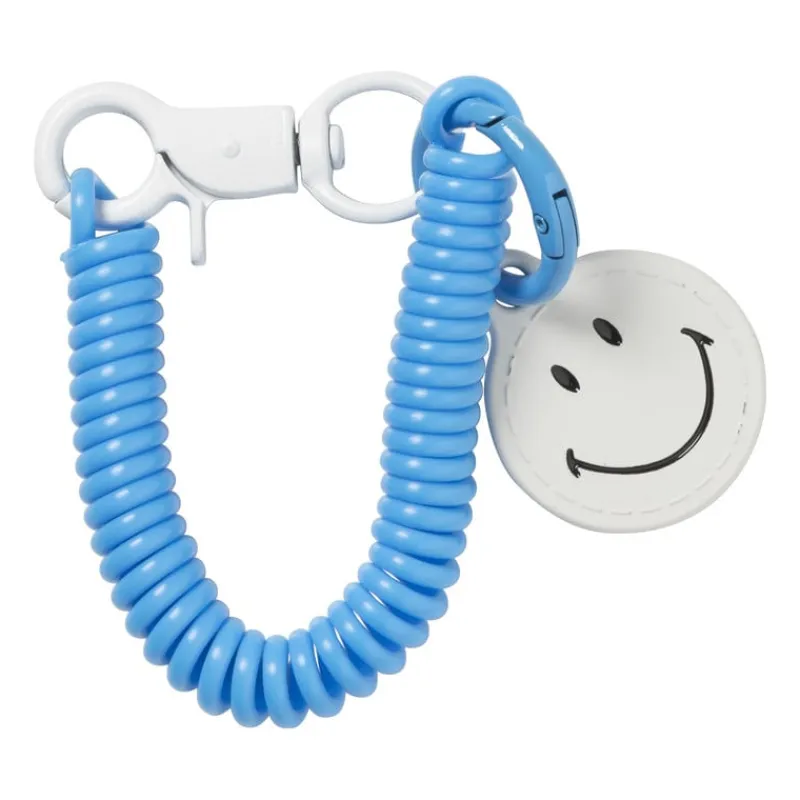 Xenos Selutelhangers-Sleutelhanger spiraal met smiley - plastic - diverse varianten