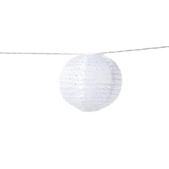 Xenos Lampionnen|Solar Verlichting-Slinger met 9 solar barok lampionnen - wit - 440 cm